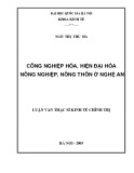 Luận văn Thạc sĩ Khoa học kinh tế: Công nghiệp hóa, hiện đại hóa nông nghiệp, nông thôn ở Nghệ An