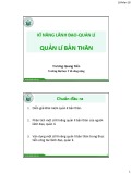 Bài giảng Kĩ năng lãnh đạo-Quản lí: Quản lí bản thân - Trương Quang Tiến
