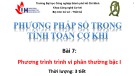 Bài giảng Phương pháp số: Phương trình vi phân thường bậc I trong tính toán cơ khí