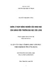 Luận văn Thạc sĩ Khoa học giáo dục: Quản lý hoạt động nghiên cứu khoa học của giảng viên trường Đại học Cửu Long