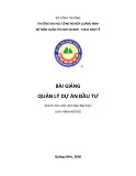 Bài giảng Quản lý dự án đầu tư Trường ĐH Công nghiệp Quảng Ninh [chuẩn nhất]