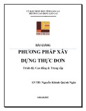 Bài giảng Phương pháp xây dựng thực đơn Cao đẳng, Trung cấp - Cao đẳng Cộng đồng Lào Cai