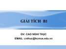 Bài giảng Giải tích B1: Chương 1.1 - Cao Nghi Thục