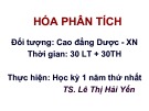 Bài giảng Hóa phân tích TS. Lê Thị Hải Yến: Tổng hợp kiến thức [mới nhất]