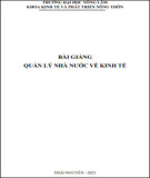 Bài giảng Quản lý nhà nước về kinh tế Phần 1: Tổng quan và kiến thức trọng tâm