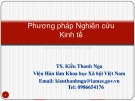 Bài giảng Phương pháp nghiên cứu kinh tế Chương 7: TS. Kiều Thanh Nga