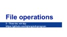 Bài giảng Lập trình nâng cao - Chương 5: File operations (Thao tác với tệp)