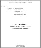 Giáo trình Hệ Quản Trị Cơ Sở Dữ Liệu: Phần 2 (Chi Tiết, Chuẩn Nhất)