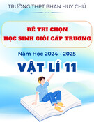 Đề thi học sinh giỏi Vật lý lớp 11 năm 2024-2025 có đáp án trường THPT Phan Huy Chú, Hà Nội