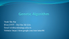 Bài giảng Máy học nâng cao: Genetic algorithm - Trịnh Tấn Đạt (2024)