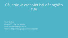 Bài giảng Nghiên cứu khoa học: Cấu trúc và cách viết bài viết nghiên cứu - Trịnh Tấn Đạt
