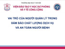 Bài giảng Quản lý chất lượng bệnh viện – Bài 5: Vai trò của người quản lý trong đảm bảo chất lượng dịch vụ và an toàn người bệnh