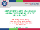 Bài giảng Thực hành tốt bảo quản vắc xin – Bài 3: Giới thiệu các văn bản liên quan đến quy định thực hiện thực hành tốt bảo quản thuốc