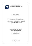 Tóm tắt luận văn Thạc sĩ Quản lý kinh tế: Các nhân tố ảnh hưởng đến quyết định chọn dịch vụ giải trí tại Công Viên Châu Á