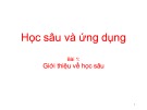 Bài giảng Học sâu và ứng dụng: Bài 1 - Giới thiệu về học sâu