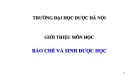 Bài giảng Bào chế và sinh dược học