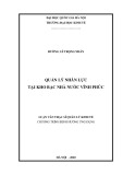 Luận văn Thạc sĩ Quản lý kinh tế: Quản lý nhân lực tại Kho bạc Nhà nước Vĩnh Phúc