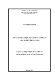 Luận văn Thạc sĩ Quản lý kinh tế: Quản lý nhân lực tại Công ty cổ phần Lâm nghiệp Tháng năm