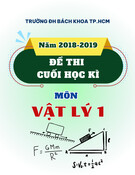 Đề thi cuối học kì môn Vật lý 1 năm học 2018-2019 có đáp án (Ca 2 - Mã đề thi: 1823) - Đại học Bách khoa TP.HCM