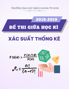 Đề thi giữa học kỳ môn Xác suất thống kê năm 2018-2019 có đáp án (Đề 1821) - Trường đại học Bách khoa TP. HCM