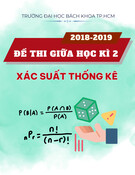 Đề thi giữa kì 2 môn Xác suất thống kê năm học 2018-2019 có đáp án (Đề 1821) – Trường Đại học Bách khoa TP.HCM