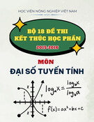 Bộ 16 đề thi kết thúc học phần môn Đại số tuyến tính năm học 2015-2016 - Học viện Nông nghiệp Việt Nam