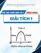 Đề thi cuối kì 1 môn Giải tích 1 năm học 2022-2023 có đáp án - Trường Đại học Bách khoa TP.HCM