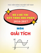 Bộ 4 đề thi kết thúc học phần môn Giải tích năm 2016-2017 - Học viện Nông nghiệp Việt Nam