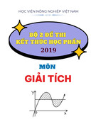 Bộ 2 đề thi kết thúc học phần môn Giải tích năm 2019 có đáp án - Học viện Nông nghiệp Việt Nam (Đề số 9, 10)