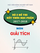 Bộ 2 đề thi kết thúc học phần môn Giải tích năm học 2017-2018 - Học viện Nông nghiệp Việt Nam