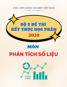 Bộ 2 đề thi kết thúc học phần môn Phân tích số liệu năm 2020 có đáp án - Học viện Nông nghiệp Việt Nam