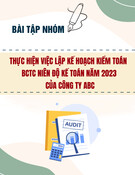 Lập kế hoạch kiểm toán BCTC năm 2023 Công ty ABC: Bài tập nhóm