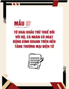 Mẫu Tờ khai khấu trừ thuế mới nhất cho hộ, cá nhân kinh doanh trên nền tảng thương mại điện tử