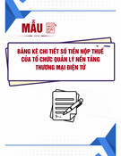 Mẫu Bảng kê chi tiết số tiền nộp thuế chuẩn nhất cho tổ chức quản lý nền tảng thương mại điện tử