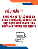 Mẫu Bảng Kê Chi Tiết Số Thuế Đã Khấu Trừ Chuẩn Nhất Cho Hộ, Cá Nhân Kinh Doanh Trên Nền Tảng Thương Mại Điện Tử