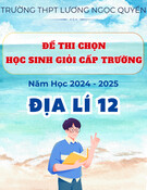 Đề học sinh giỏi Địa lí 12 năm 2024 – 2025 trường THPT Lương Ngọc Quyến – Thái Nguyên