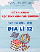 Đề học sinh giỏi Địa lí 12 năm 2024 – 2025 trường THPT Bình Chiểu – TP HCM