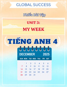 Phiếu bài tập Unit 3 My Week Tiếng Anh 4 Global Success